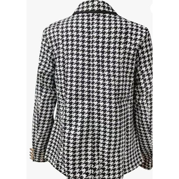 Plaid Solid Patchwork Buckle Turndown Collar Blazer | Size Small | Chicgenes - Picture 3 of 4